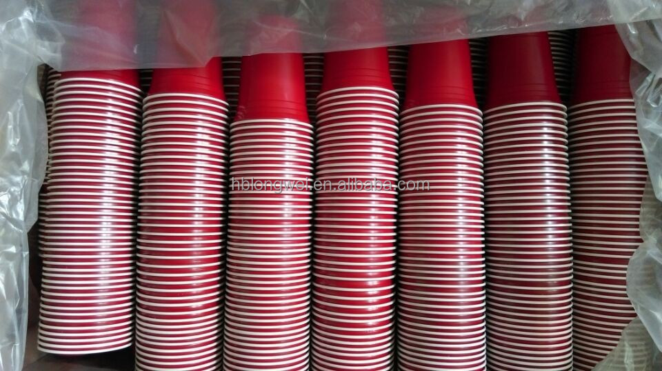 16oz 450ml Disposable Cups Red Beer Pong 