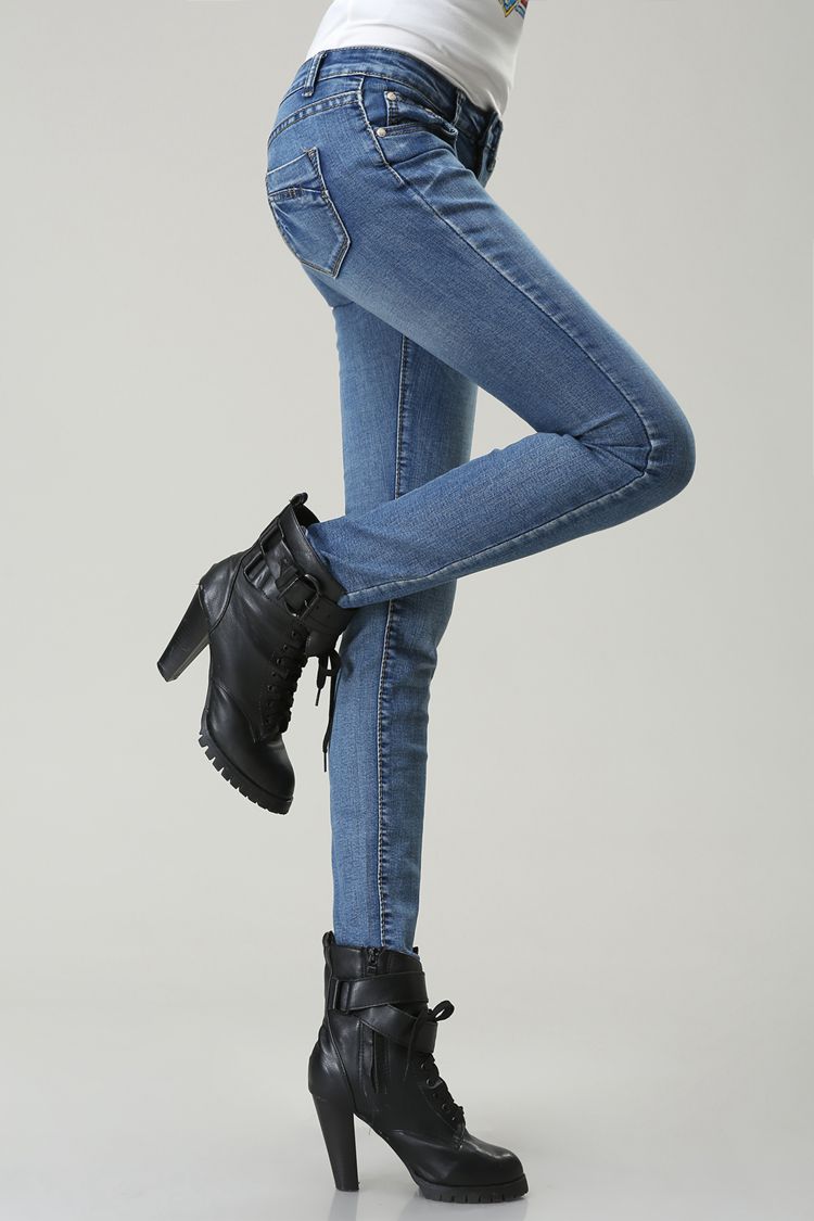 新しいセクシーなファッションの女性のジーンズの女性の鉛筆の古典的なブルーデニムパンツスキニーロングスリムパッチbl2120ダイヤモンド穴のジーンズのズボン仕入れ・メーカー・工場