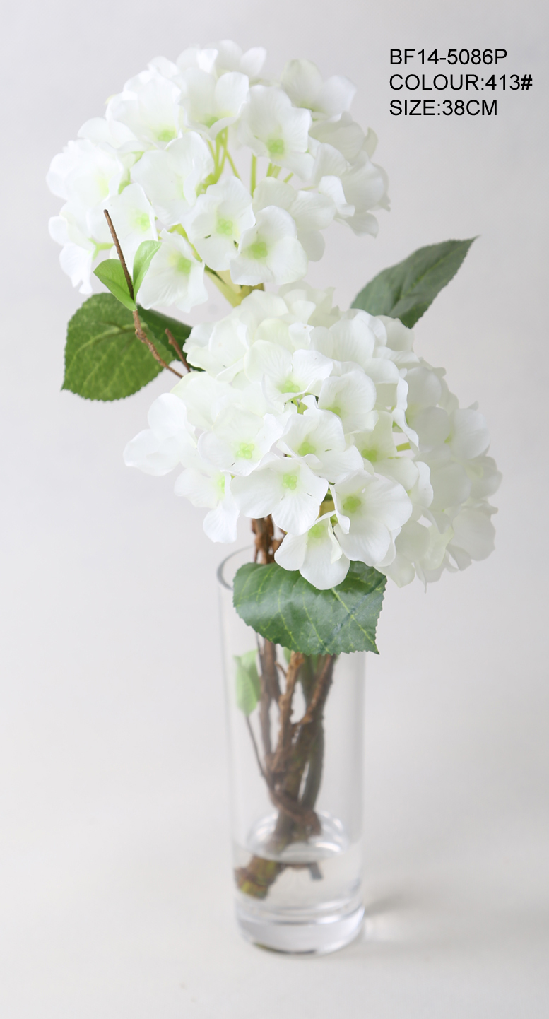 Hot Sale Artificial Flowers Silk White Hydrangea Flowers With