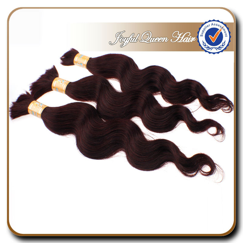 Red wine color body wave hair bulk Brazilian virgin hair extension,China Joyful Queen price
