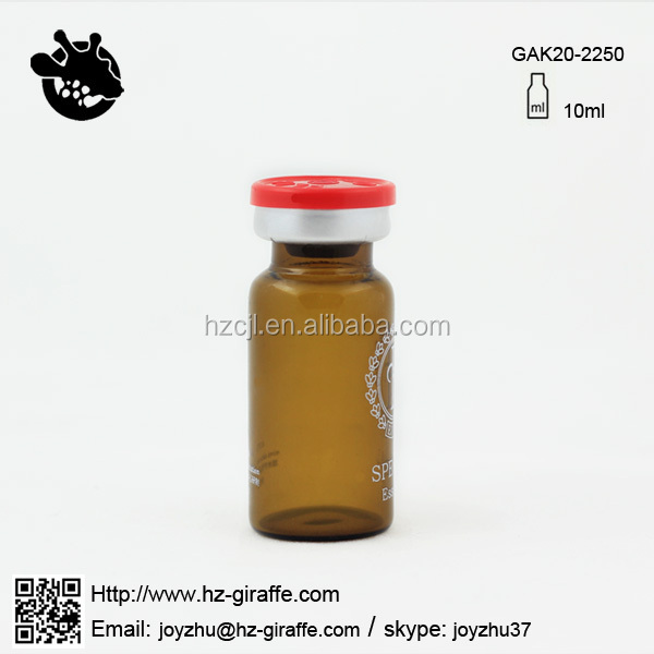 Uspタイプigak20-225010ミリリットル琥珀色のガラス血清赤いフリップオフキャップ付ボトル問屋・仕入れ・卸・卸売り