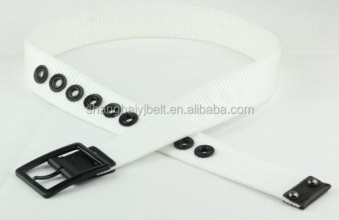 ファッション純粋なホワイトキャンバスベルトやアイレットyj-1241黒いバックルベルト問屋・仕入れ・卸・卸売り