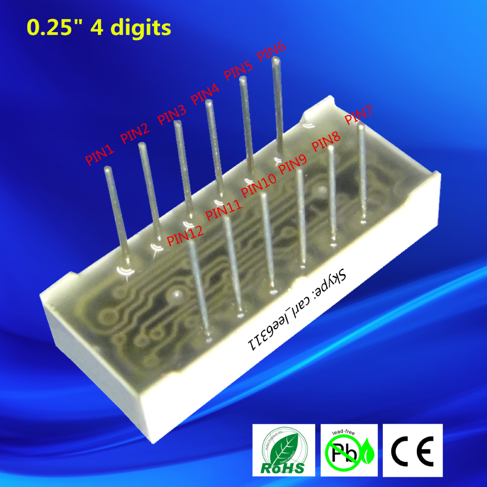 0.25 inch mini number sign ultra red 4 digit 7 led segment display