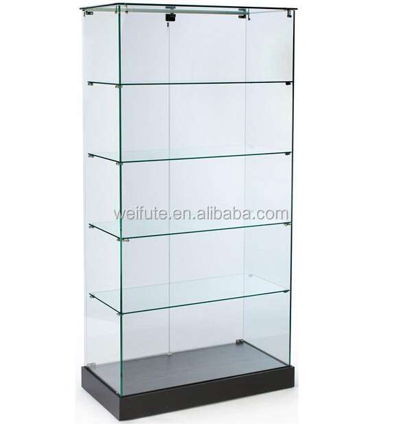 Modern Frameless Wooden Handbags Glass Display Cabinet With