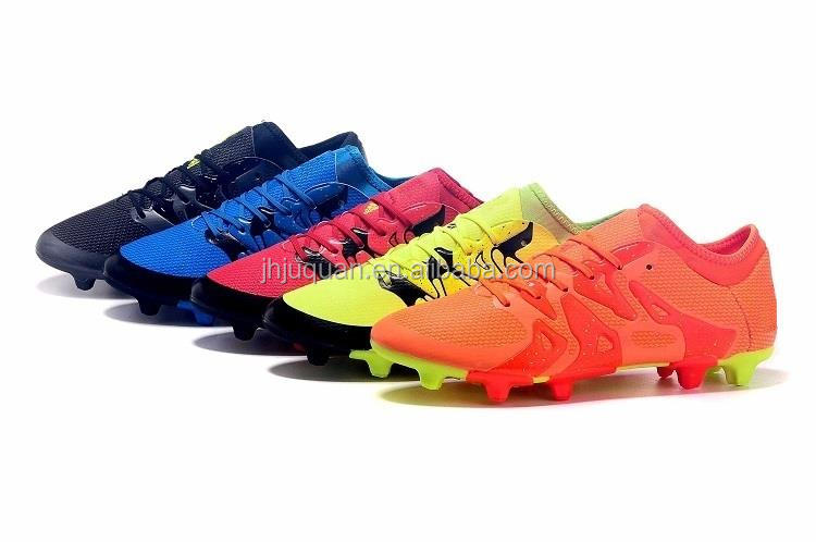 サッカーブーツ2015高足首の工場卸売最新デザイン付きサッカーシューズ本物の靴の写真仕入れ・メーカー・工場
