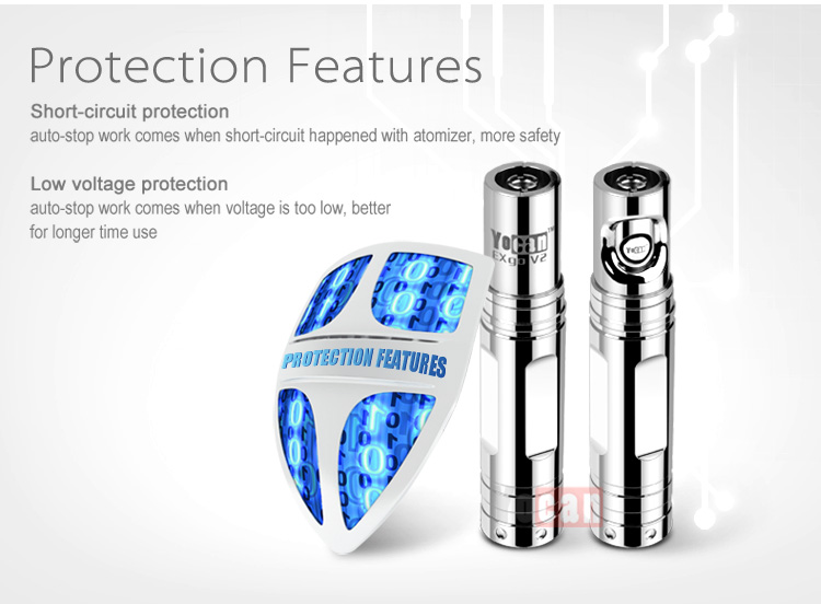 Replaceable control panel Yocan EXgo V2 battery with low voltage protection and power indication