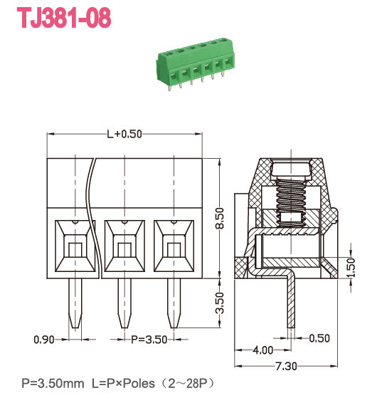 プリント基板用端子台コネクタ取付tj381-08、 はんだ付け仕入れ・メーカー・工場