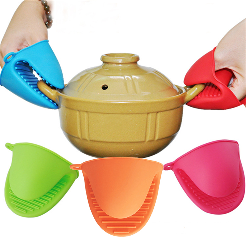 Silicone Pot Holder Heat Resistant, Oven Mitts Glove Cooking Pinch Grips Glove  Hand Clip Convenient Pot