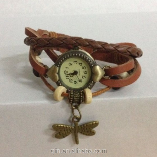 ヴィンテージレザーストラップの腕時計のミックスデザインペンダント付きウィング問屋・仕入れ・卸・卸売り