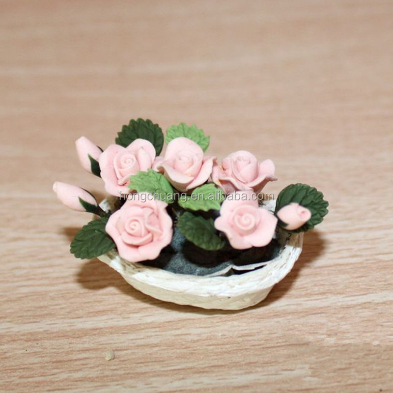 ドールハウスミニチュアガーデンアクセサリーの花や植物でいっぱいのかご問屋・仕入れ・卸・卸売り