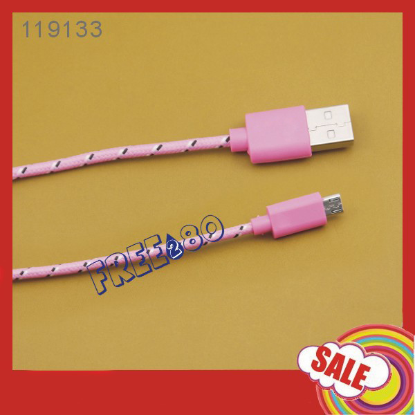 2014 hot selling multi colors nylon micro usb cable for samsung /iphone /smart phone問屋・仕入れ・卸・卸売り