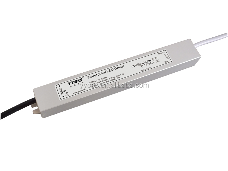 constant current led driver 21W waterproof IP67 240/350/500/700ma with 5 years warranty CE RoHS CCC EMC YSC-21-350