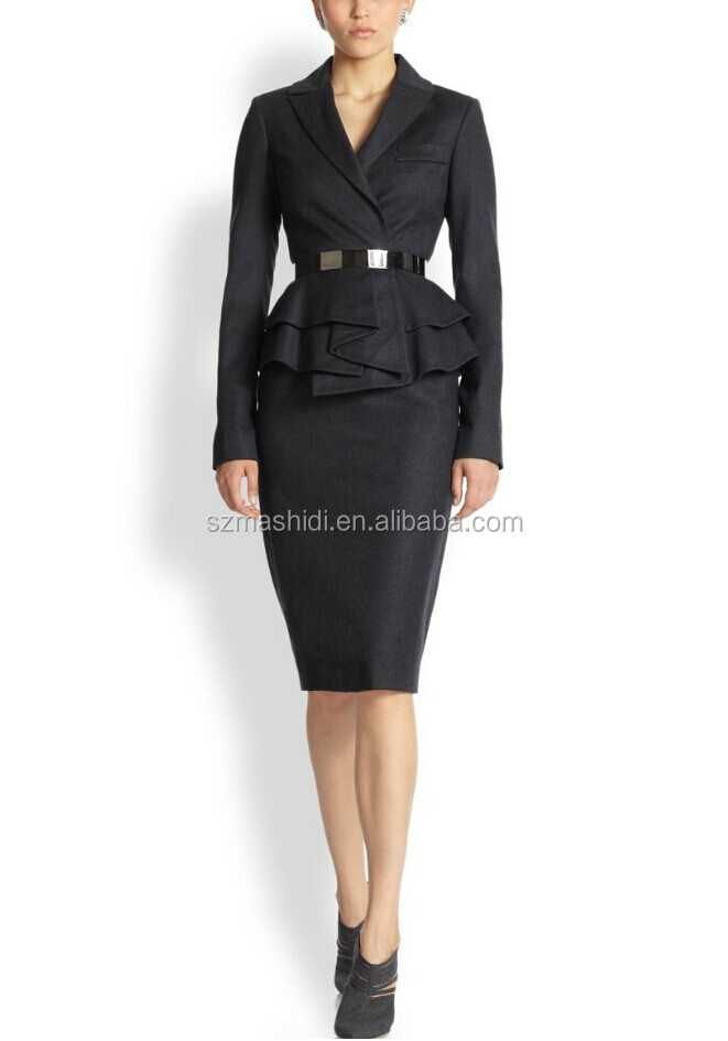 スリムフィットレディースオフィスのスカートのスーツのためのパターンの女性のスーツのデザイン・製造仕入れ・メーカー・工場