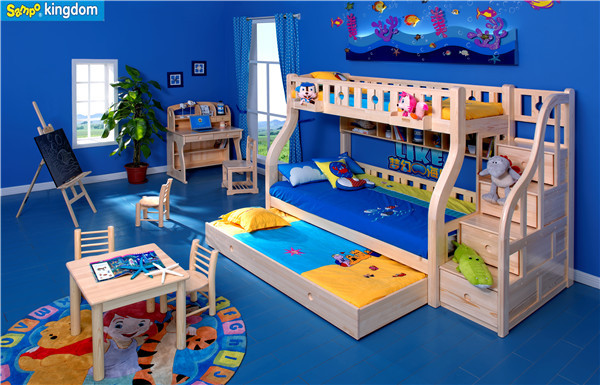 Marco de madera de pino litera doble con cama nido, niños cama ... Cama nido niños