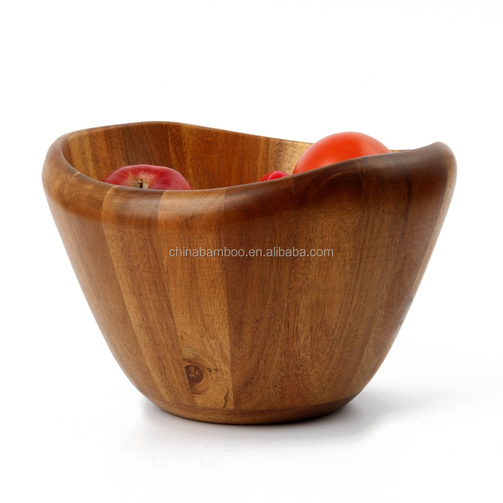 Goedkope 12 inch grote rustieke acacia houten kom, antieke ondiepe ...