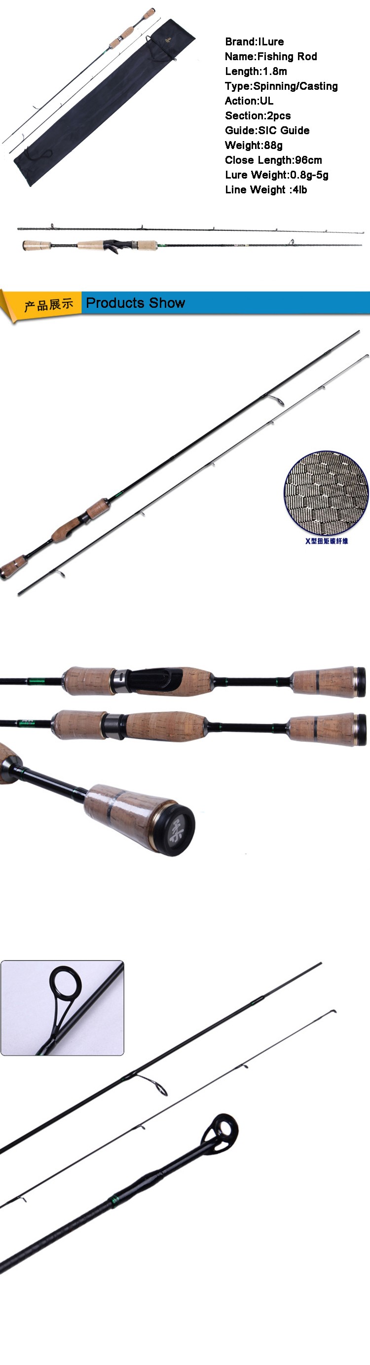 Wholesale Fishing Rod Blanks Ultra Light 1.8m Fishing Rod For Selling