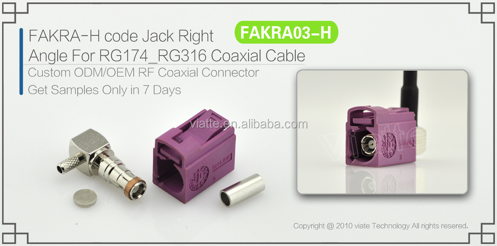 Fakra- hのコードjack/メス直角rg174_rg316用同軸ケーブルのコネクター仕入れ・メーカー・工場