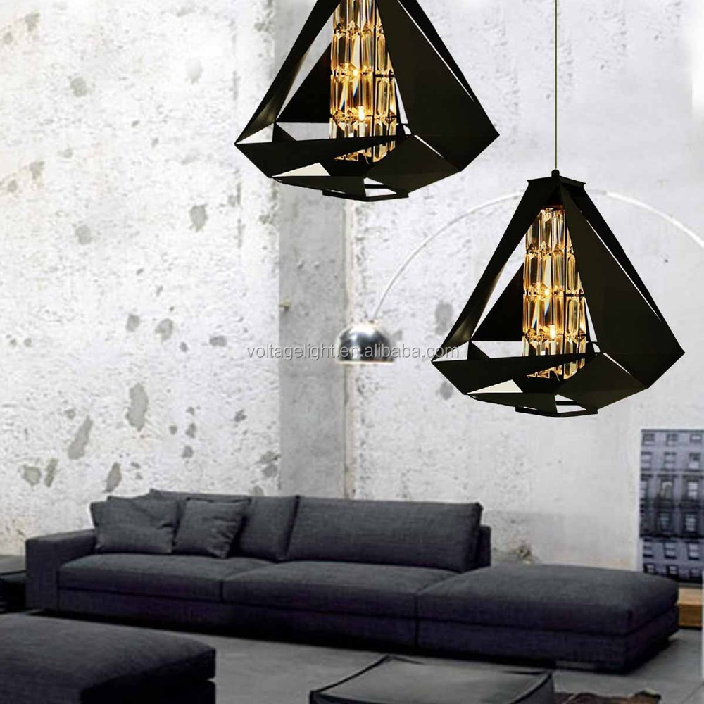 Decorazione diamante ciondolo luce forma in bianco nero ferro ... Lampade A decorazione Sospensione