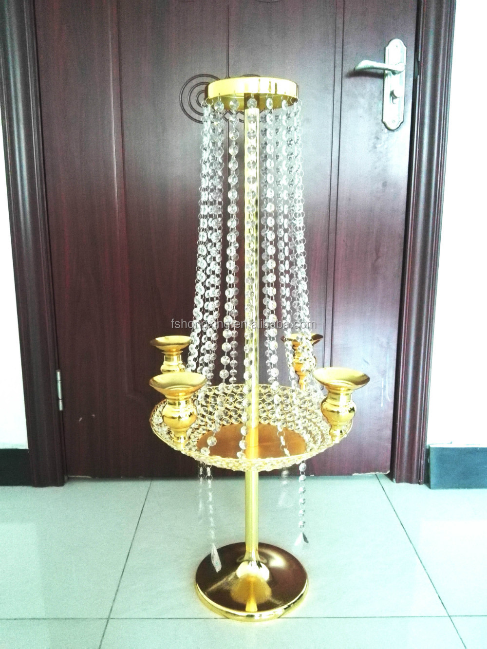 Hot Item! Tall Pillar Candelabra With Big Flower Stand For Wedding