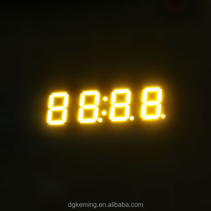 Ultra Yellow 0.4 inch four 4 quad digit 7 segment led display module for wall clock