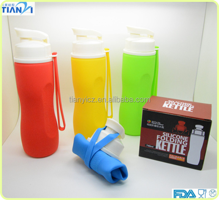 新製品非- 毒性fda/lfgb標準屋外スポーツボトル折りたたみ式シリコンの水のボトル仕入れ・メーカー・工場