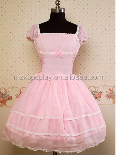 熱い販売のかわいいピンクの甘いロリータドレスシフォンハロウィンパーティの衣装クリスマス美しさのためのロングドレス問屋・仕入れ・卸・卸売り