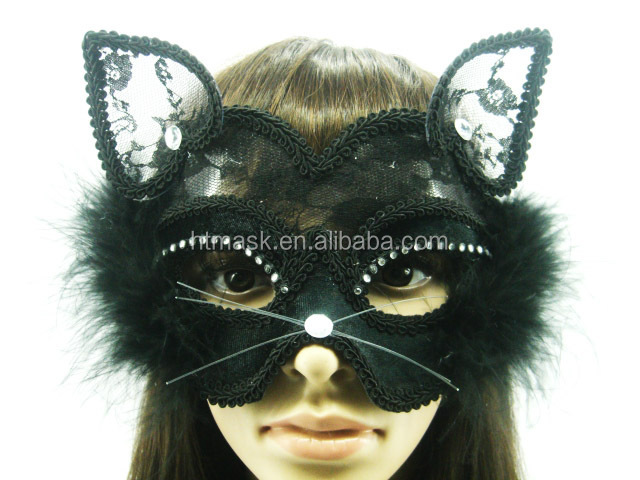 女性黒のレースのラグジュアリーマスクフェイス・マスク猫誕生日パーティーのための仕入れ・メーカー・工場