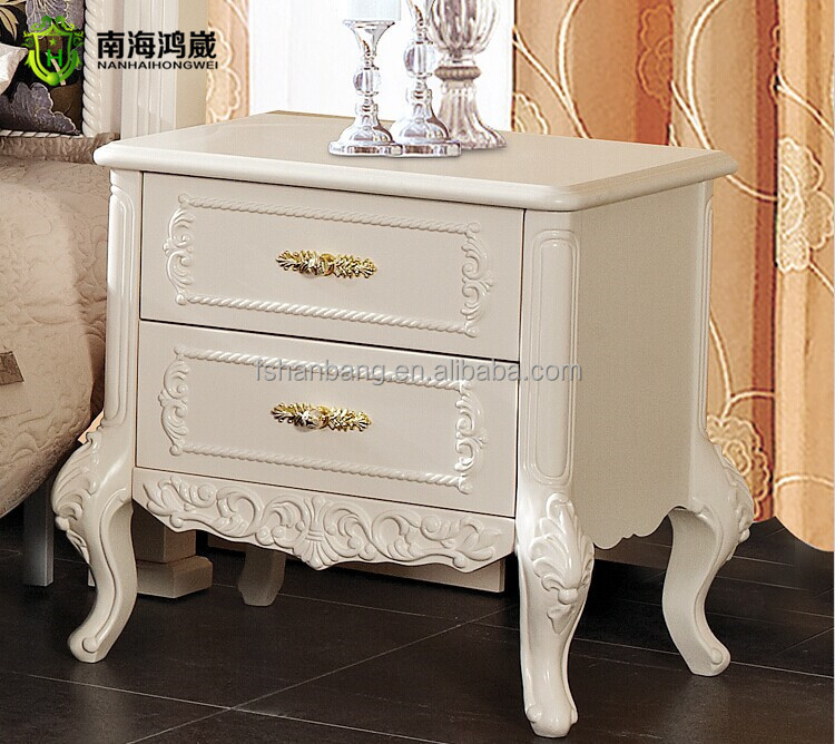 modern  white French Design Wooden dressing table cheval mirror with drawers and stool