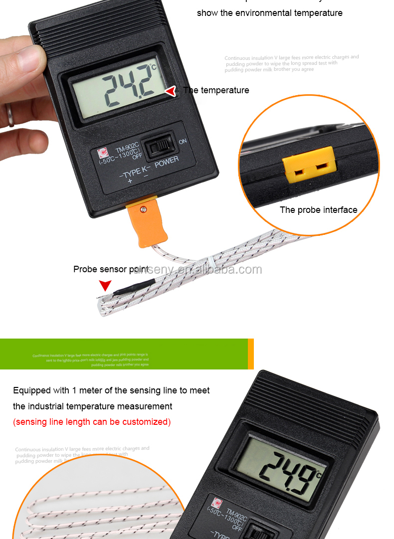 デジタル温度計tm-902clcdタイプk0.1です解像度工業用温度計仕入れ・メーカー・工場