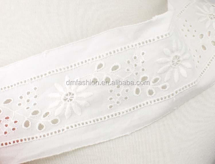 high quality products white embroidery cotton eyelet lace trim