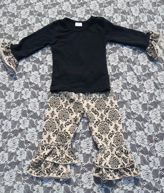 新生児の女の子ブティック卸売カスタムデザイン上品なプラスサイズ衣類orangicの十代の女の子のための綿フリルパンツスーツセット問屋・仕入れ・卸・卸売り
