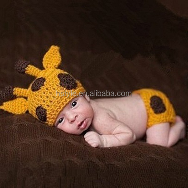 Cute Cartoon Giraffe Style Infant Newborn Baby Girl Boy Crochet Beanie Hat Clothes Baby Photograph Props A047 (2).jpg