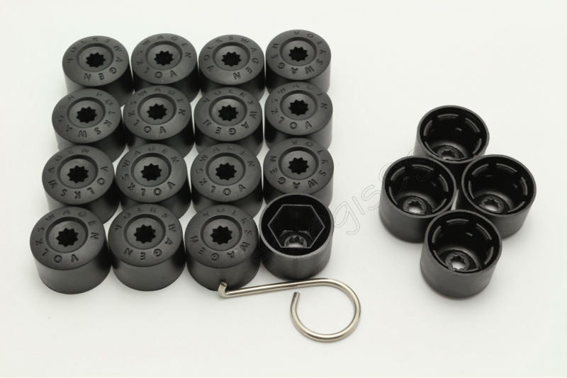 VW OEM 20pcs Wheel Lug Nut Bolt Caps Dismantle Tool 16 nonlockable + 4 lockable