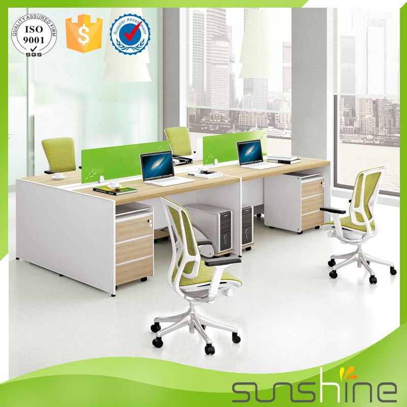 Office Partition Workstation Computer Desk Willow Tabletop 4 Seats Funiture China Supplier (1)