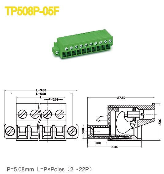 端子コネクタに使用されるサーボドライブ300v18a2p-22pプラグイン可能なターミナルブロックプラグ- で端子台仕入れ・メーカー・工場