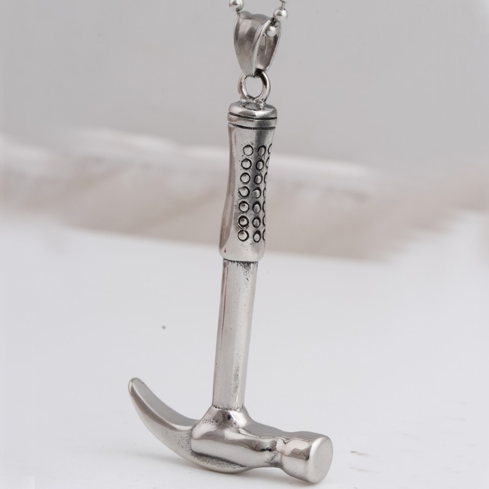 Fashion Men's Stainless Steel Hammer Man Pendant Necklace Street - Temu