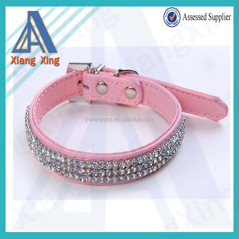 High Quality Leather 3 Rows Or 5 Rows Fake Diamond Dog Collars Buy