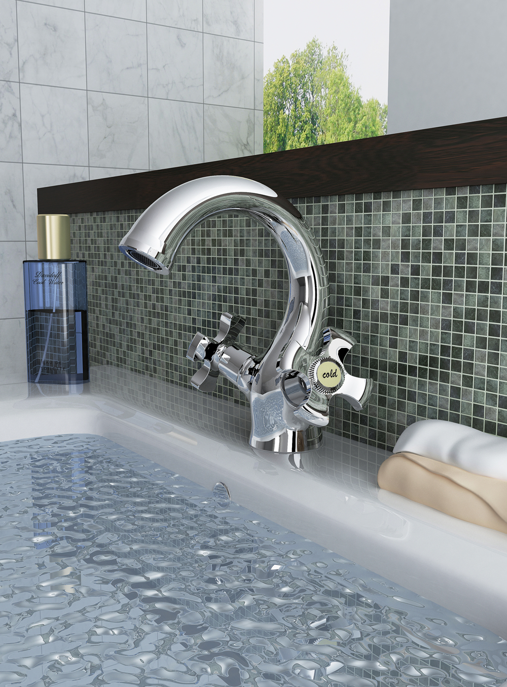 新しいデザインのプロデュアルハンドル2015デッキ- は滝のフル真鍮k1080素敵な洗面器の蛇口を販売仕入れ・メーカー・工場