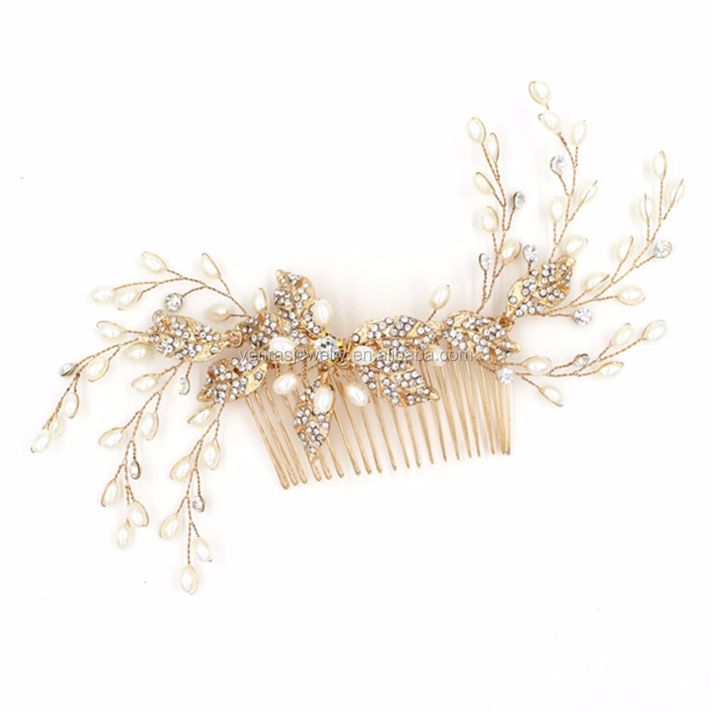 2016 Stunning Crystal Wedding Hair Comb Accessories Gold Silver Bridal