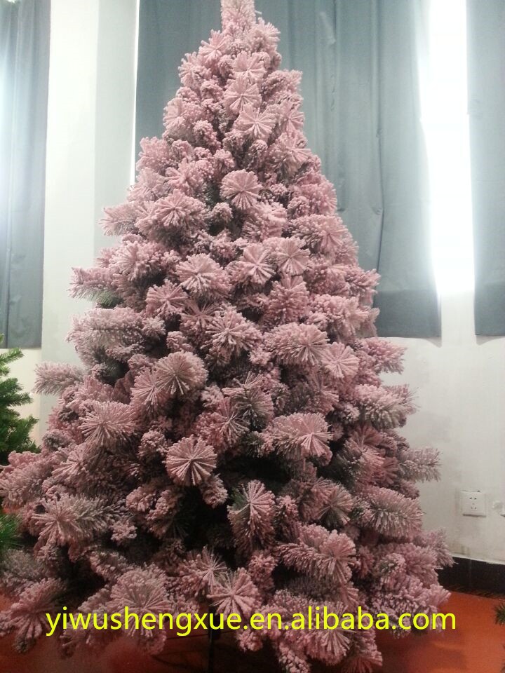 hot selling festival decorations pink pine needle flocked hot selling festival decorations pink pine needle flocked