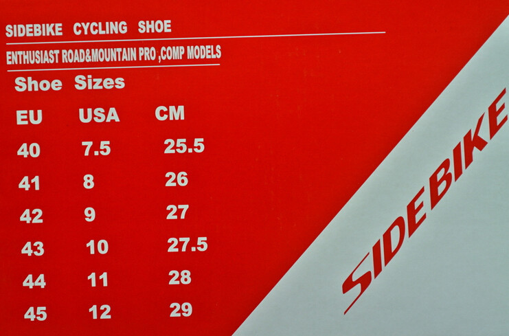 sidebike shoe size chart