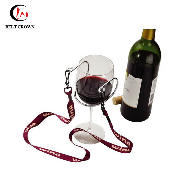 Wholesale Alibaba Custom Silk Screen Printing Wine Glass Holder Lanyard