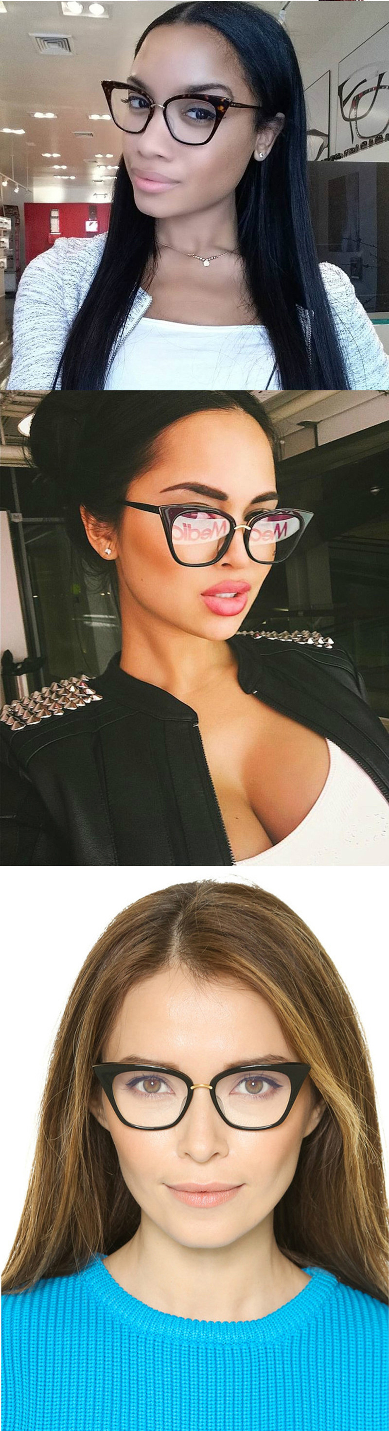 New 2017 Fashion Cat Eye Glasses Frames Optical Brand Design Vintage Cat Eye Eyeglasses Frame 