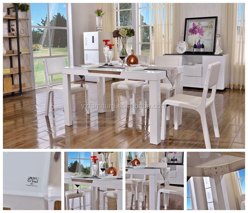 Muebles para el hogar de tamaño personalizado moderno 9mm base de ... Juegos de comedor modernos con base de madera y vidrio