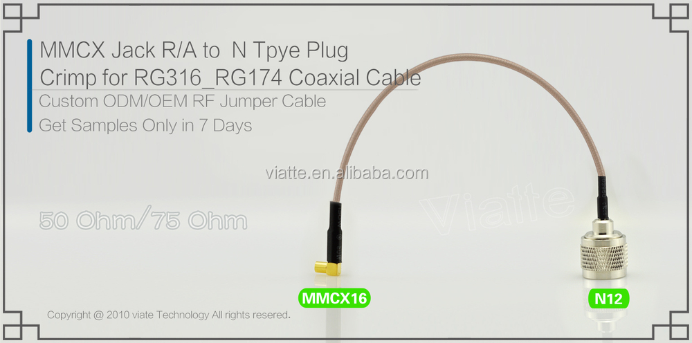 Mmcxジャック/メスr/a、 n型にプラグ/rg316_rg174オス圧着同軸ケーブルのコネクタのための仕入れ・メーカー・工場