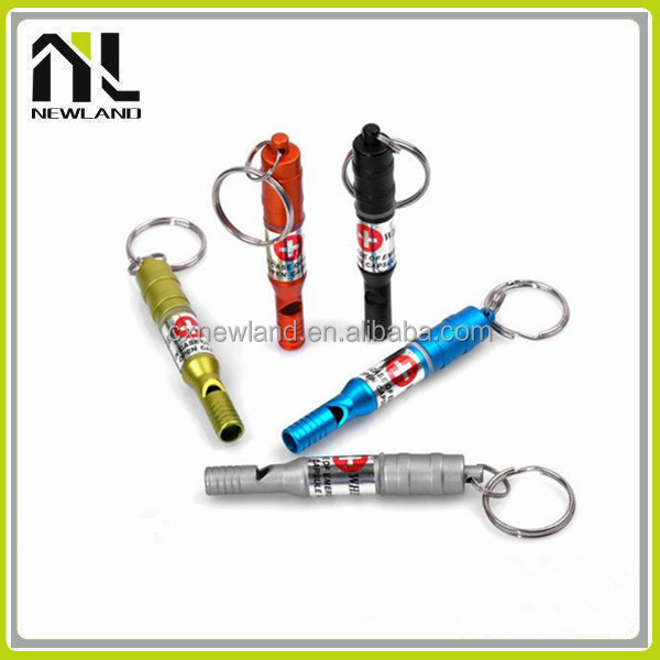 High quality colorful Aluminium Detchable fashion metal keychain wholesale football referee police whistle lollipop sticks