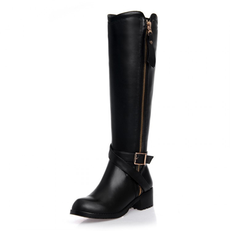 Free Shipping Sexy Women Flats Genuine Leather Knee-length Boots