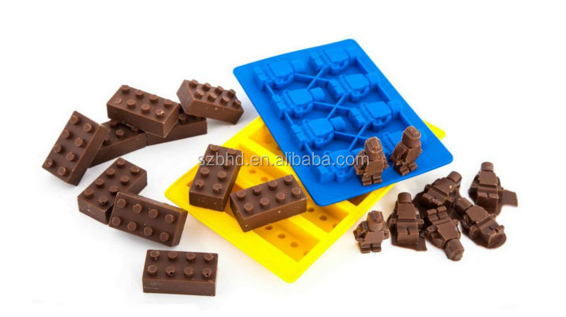 熱い販売のシリコーンの建設用れんがminifiguresとアイスキューブトレイキャンデーのチョコレートモールド問屋・仕入れ・卸・卸売り