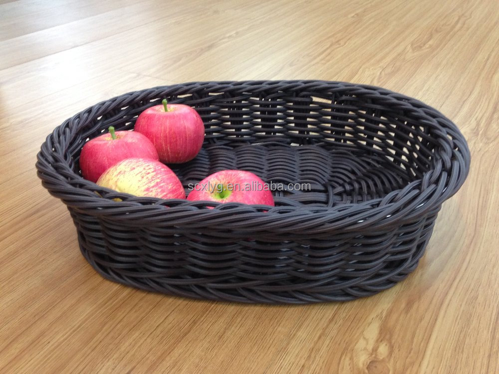 oval basket made of rattan fruit display basket in supermarket