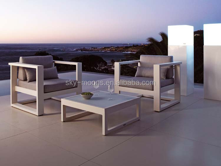 屋外のソファーセット高品質のパティオアルミ白色パワーコーティングされたアルミの家具のソファセット( asf012)仕入れ・メーカー・工場